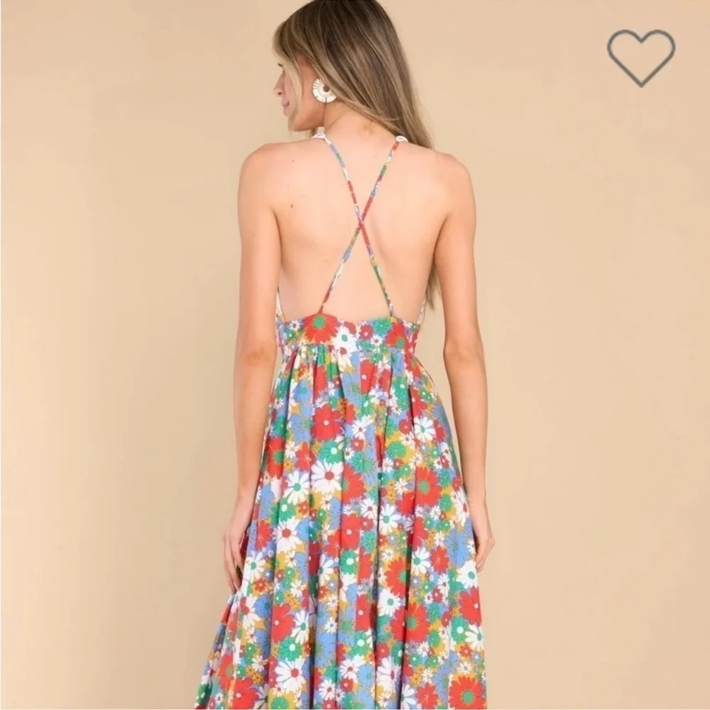 NWT Aakaa Red Dress Aakaa Multi Floral Maxi Dress